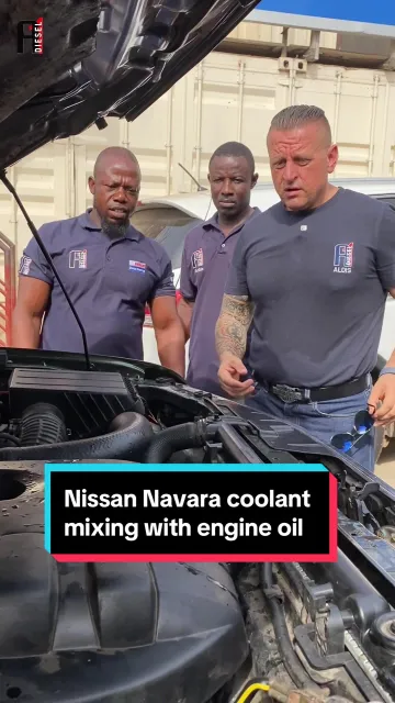 Nissan Navara coolant mixing with engine oil #nissan #navara… #coolant #blacksmoke